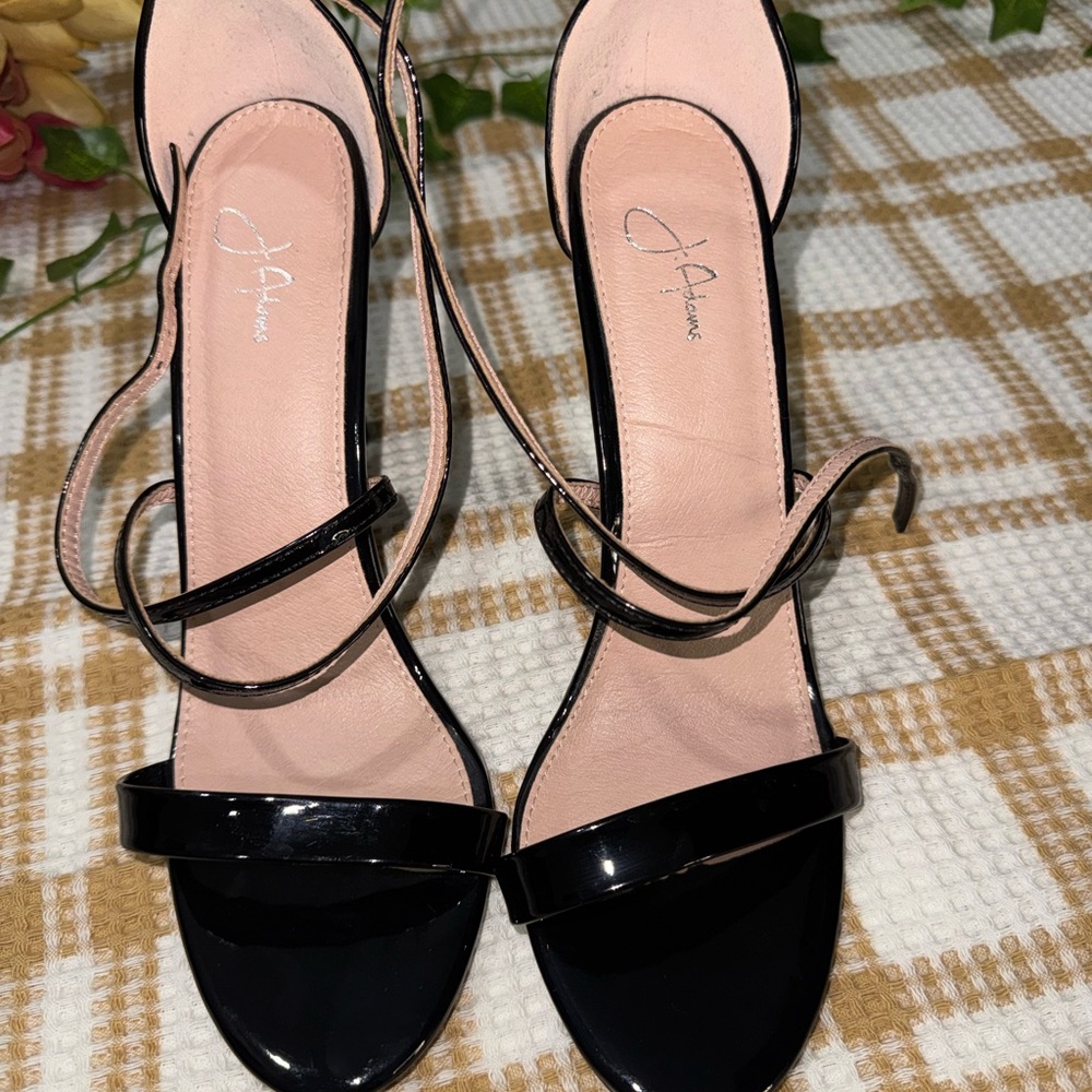 J.Renee Glossy Black Strappy Heels